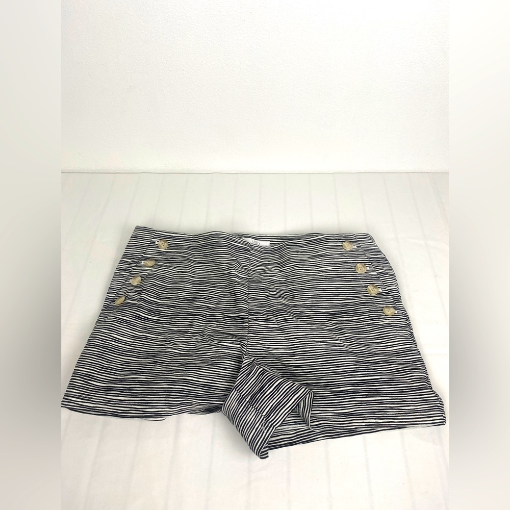 Ann Taylor LOFT Womens Size 18 Riviera Shorts Black White Side Zip Mid Rise